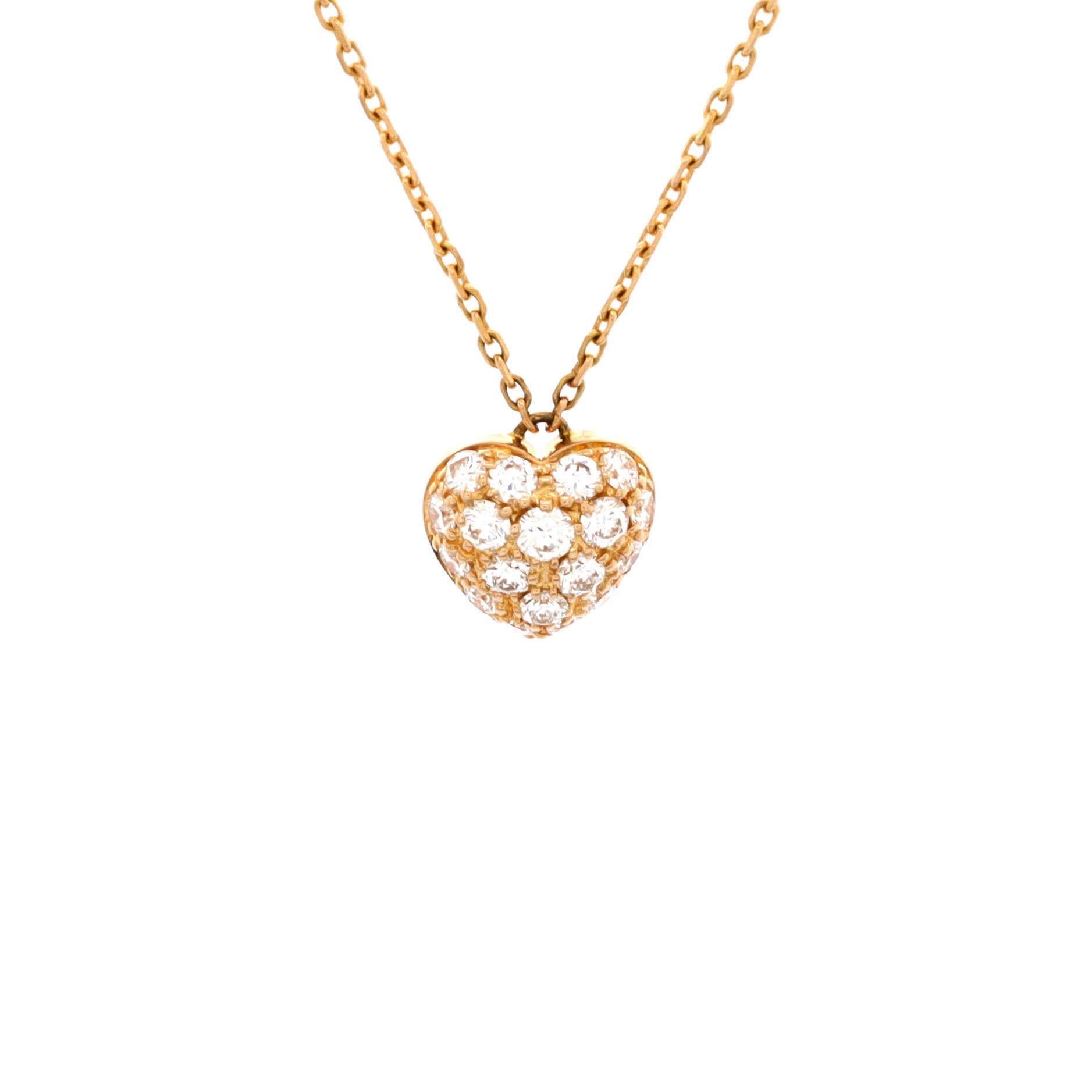 Heart Pendant Necklace 18K Rose Gold and Diamonds
