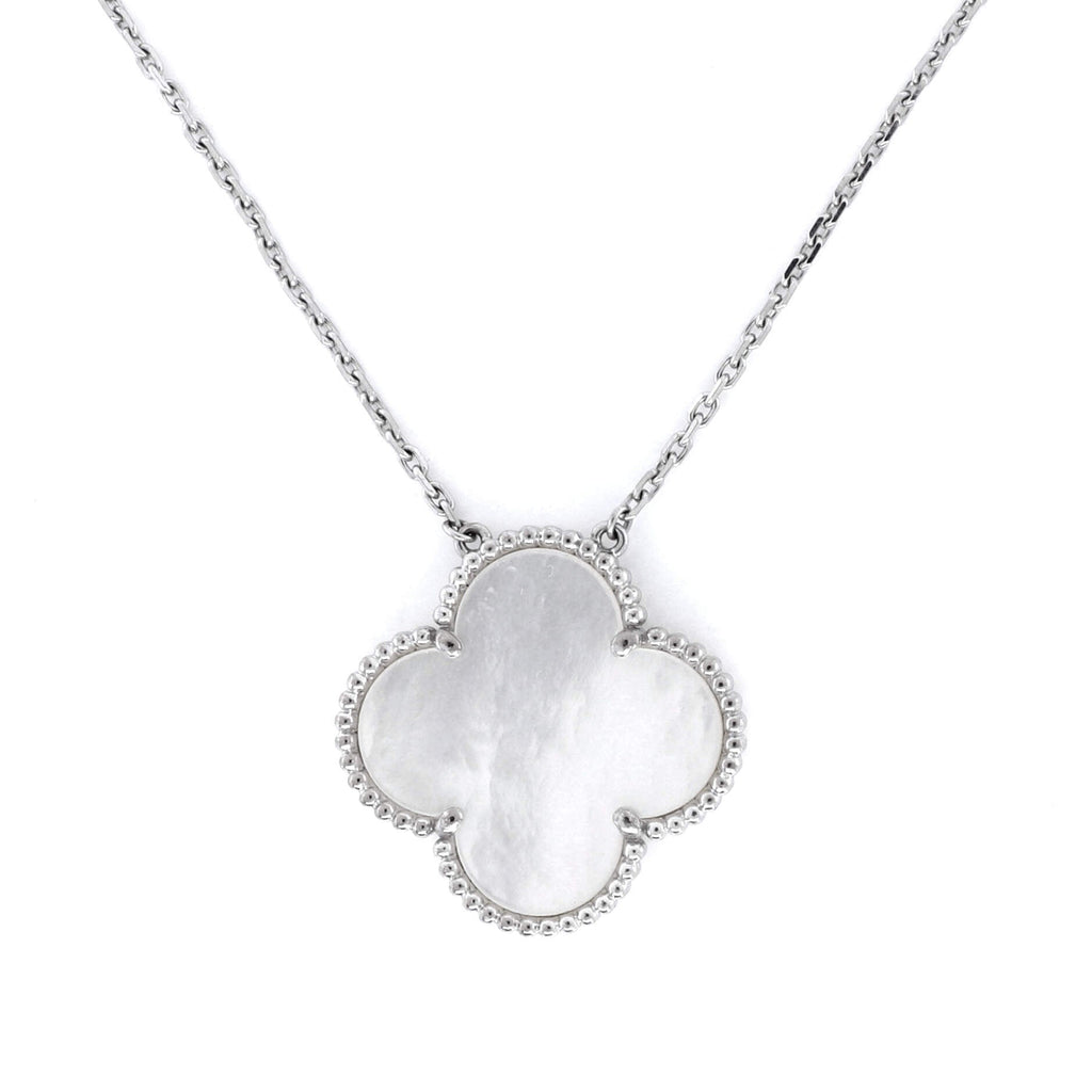 Magic Alhambra Pendant Necklace 18K White Gold and Mother of Pearl