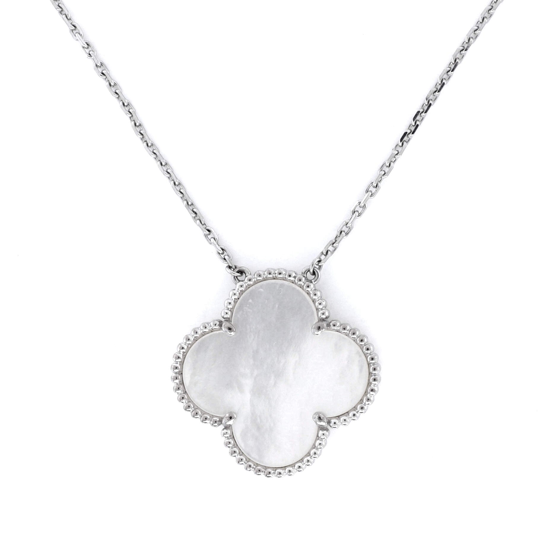 Magic Alhambra Pendant Necklace 18K White Gold and Mother of Pearl