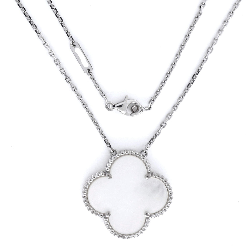 Magic Alhambra Pendant Necklace 18K White Gold and Mother of Pearl