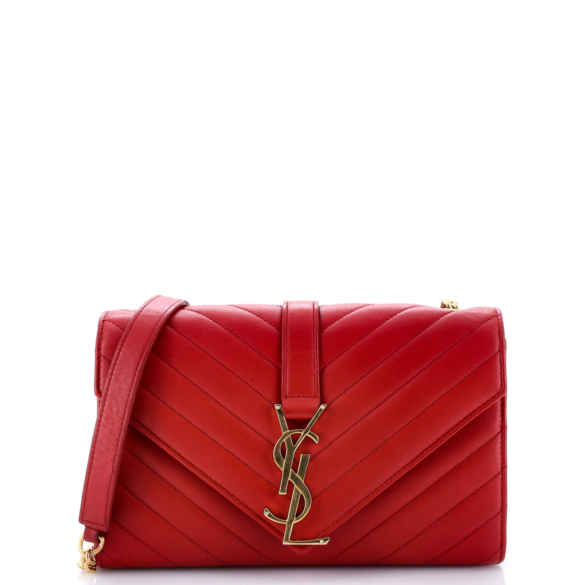 Classic Monogram Envelope Satchel Matelasse Chevron Leather Small