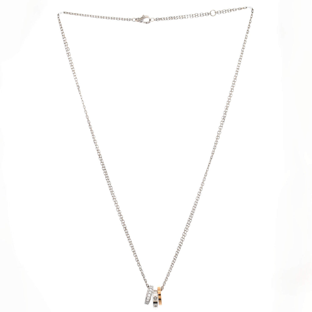 Love 3 Ring Pendant Necklace 18K Rose Gold and 18K White Gold with Diamonds