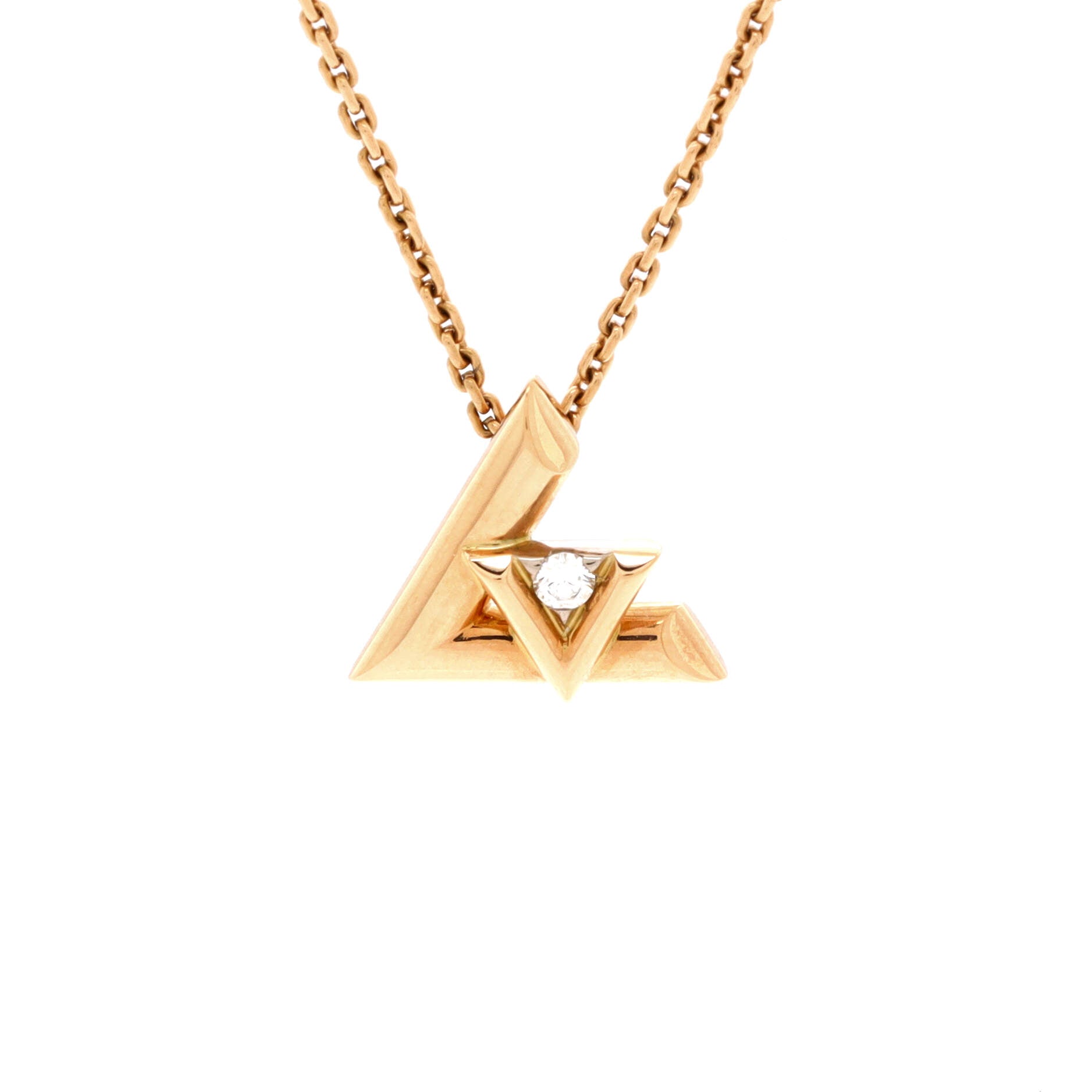 LV Volt One Pendant Necklace 18K Rose Gold with Diamond Small