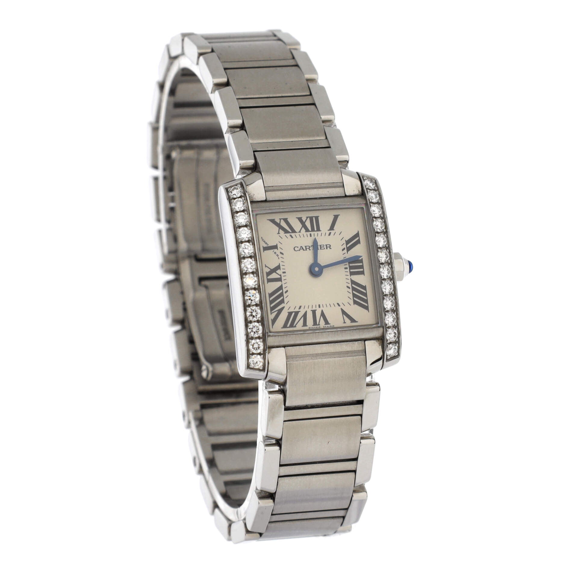 Tank Francaise Quartz Watch Stainless Steel with Diamond Bezel 20