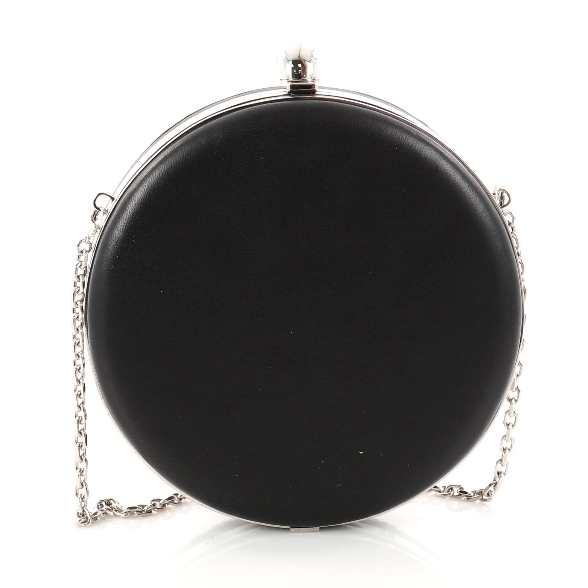 Skull Round Clutch Embellished Leather Small