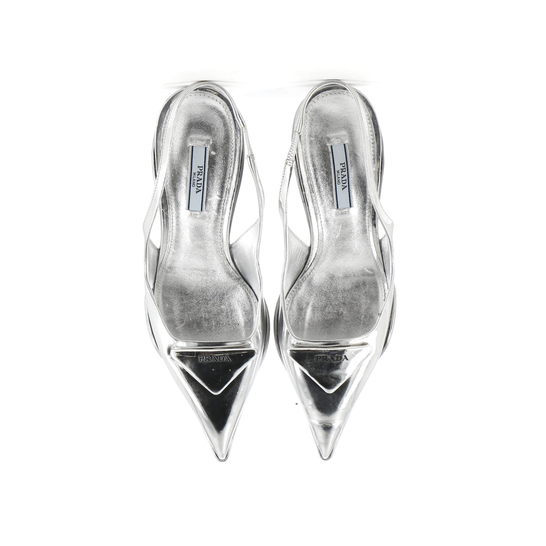 Women's Triangle Logo Slingback Pumps Leather