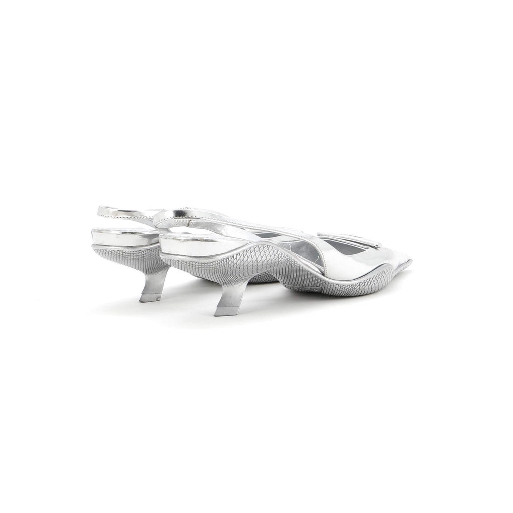 Women's Triangle Logo Slingback Pumps Leather