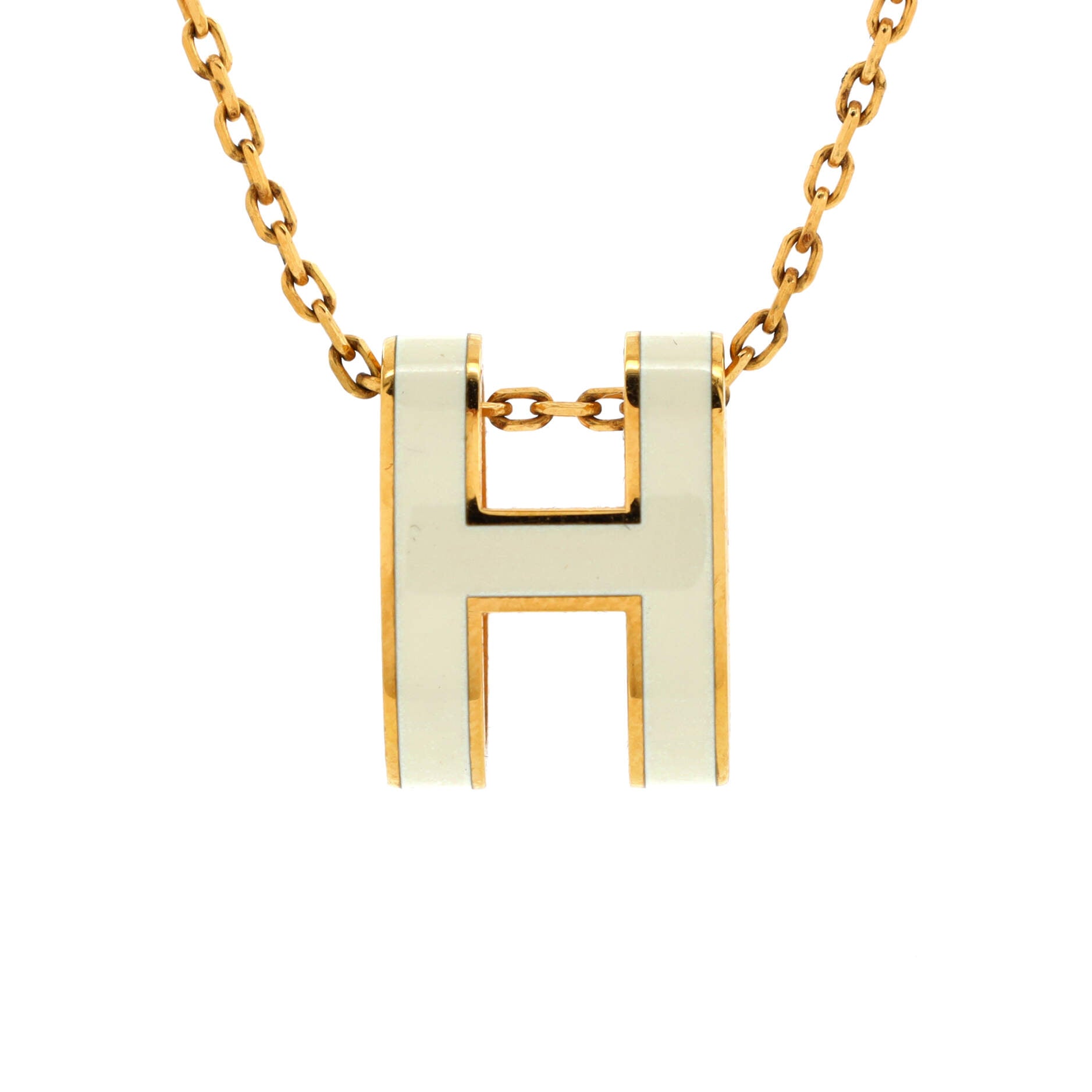 Pop H Pendant Chain Necklace Metal and Enamel
