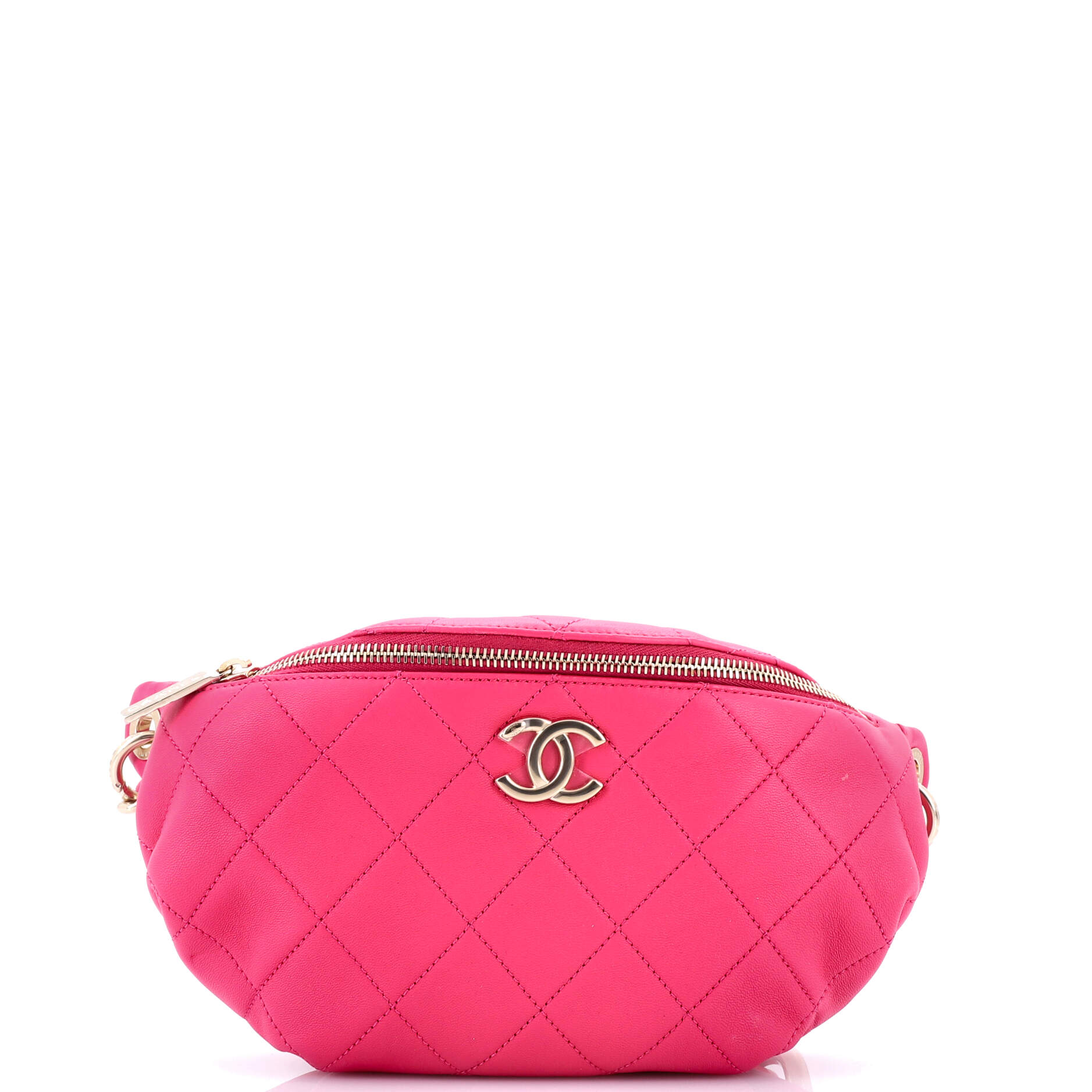 Resin Elegant Chain Belt Bag Quilted Lambskin