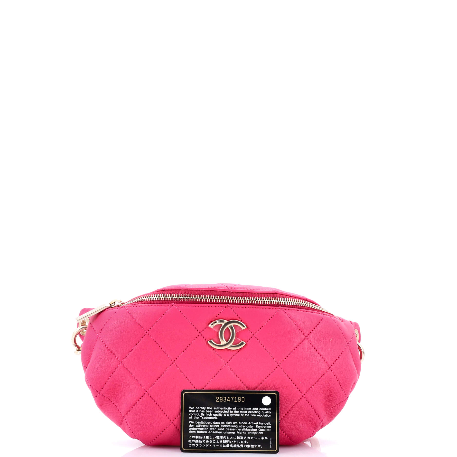 Resin Elegant Chain Belt Bag Quilted Lambskin