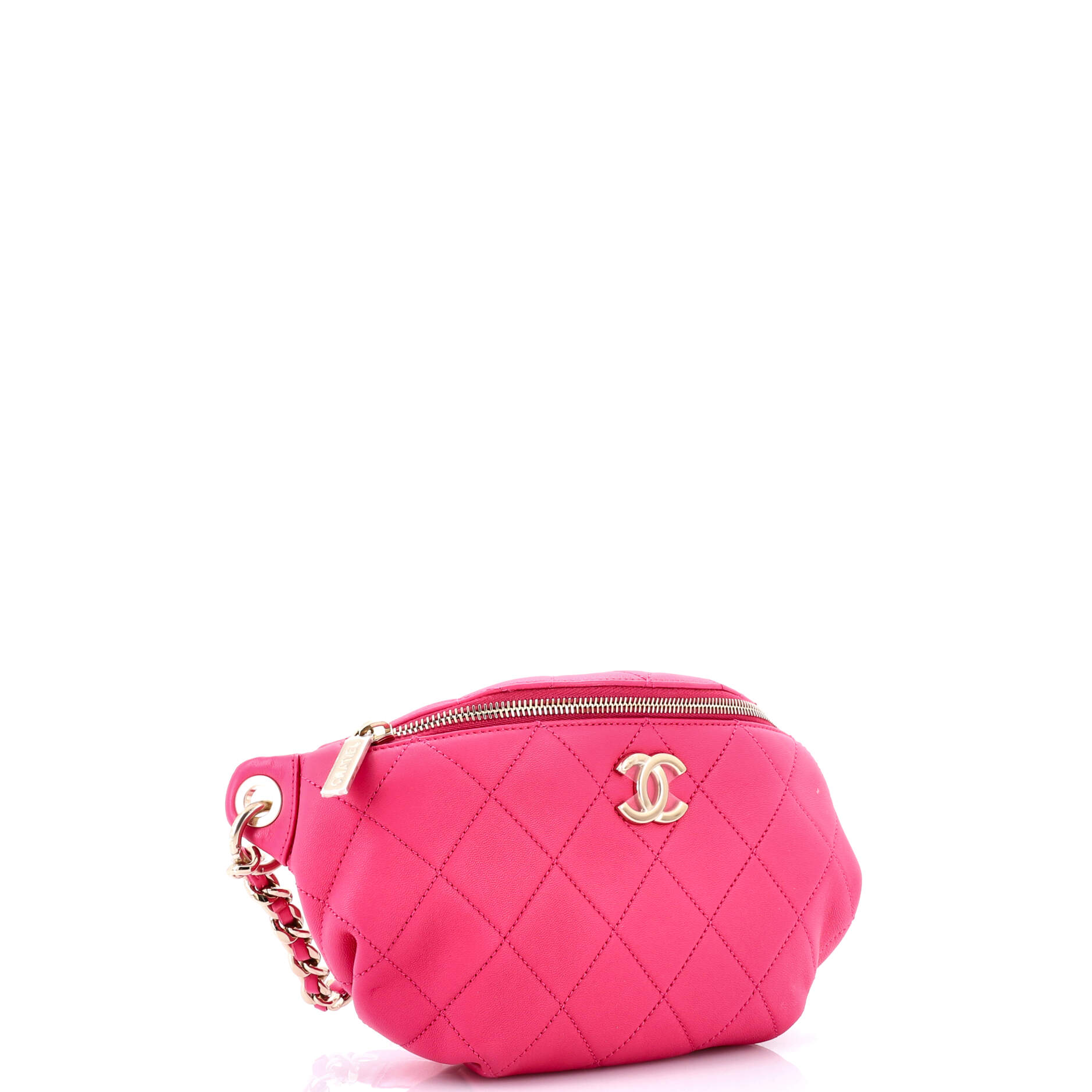 Resin Elegant Chain Belt Bag Quilted Lambskin