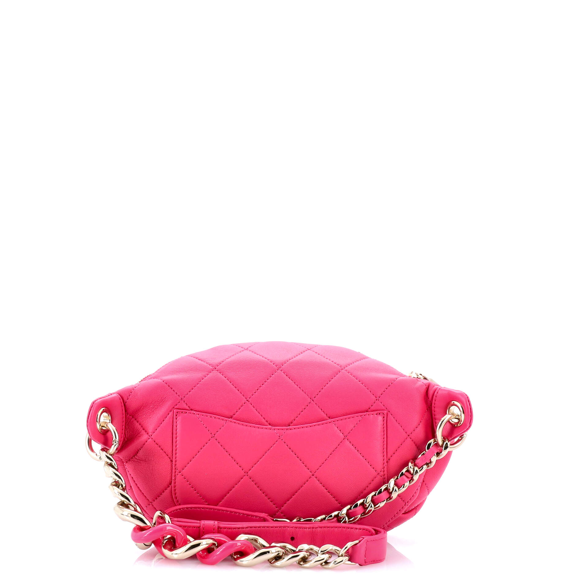 Resin Elegant Chain Belt Bag Quilted Lambskin