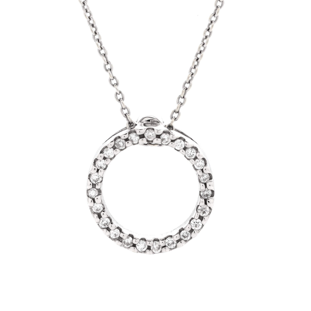 Tiny Treasures Circle Pendant Necklace 18K White Gold with Diamonds