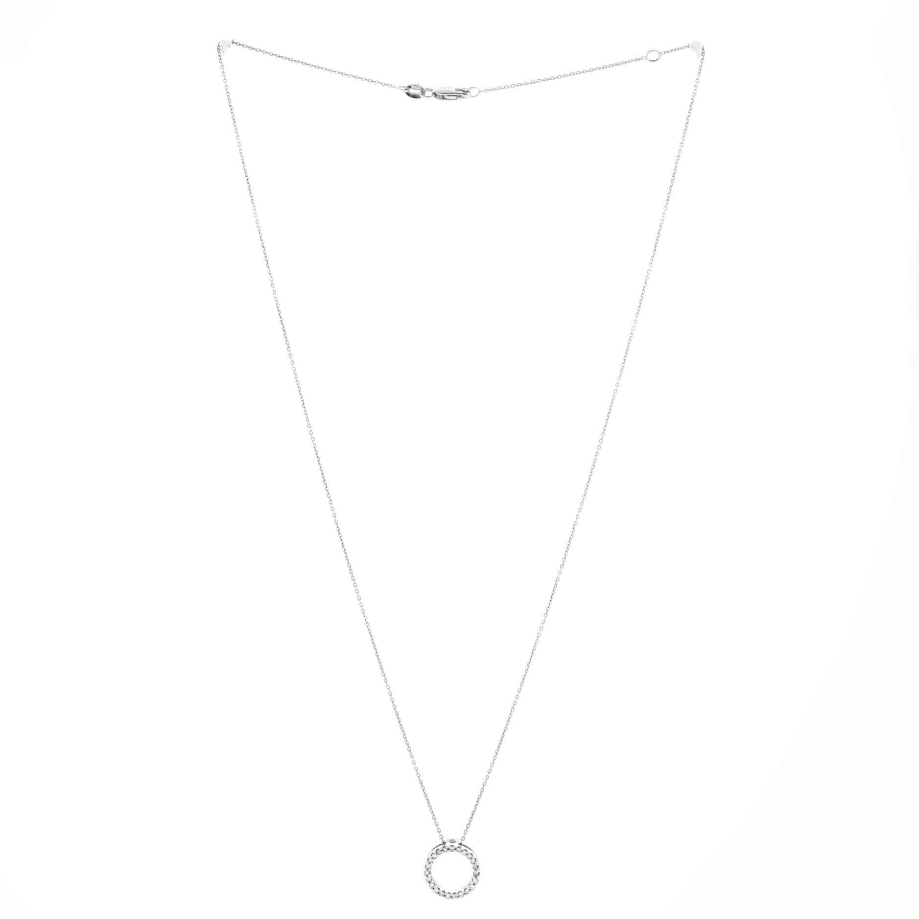 Tiny Treasures Circle Pendant Necklace 18K White Gold with Diamonds