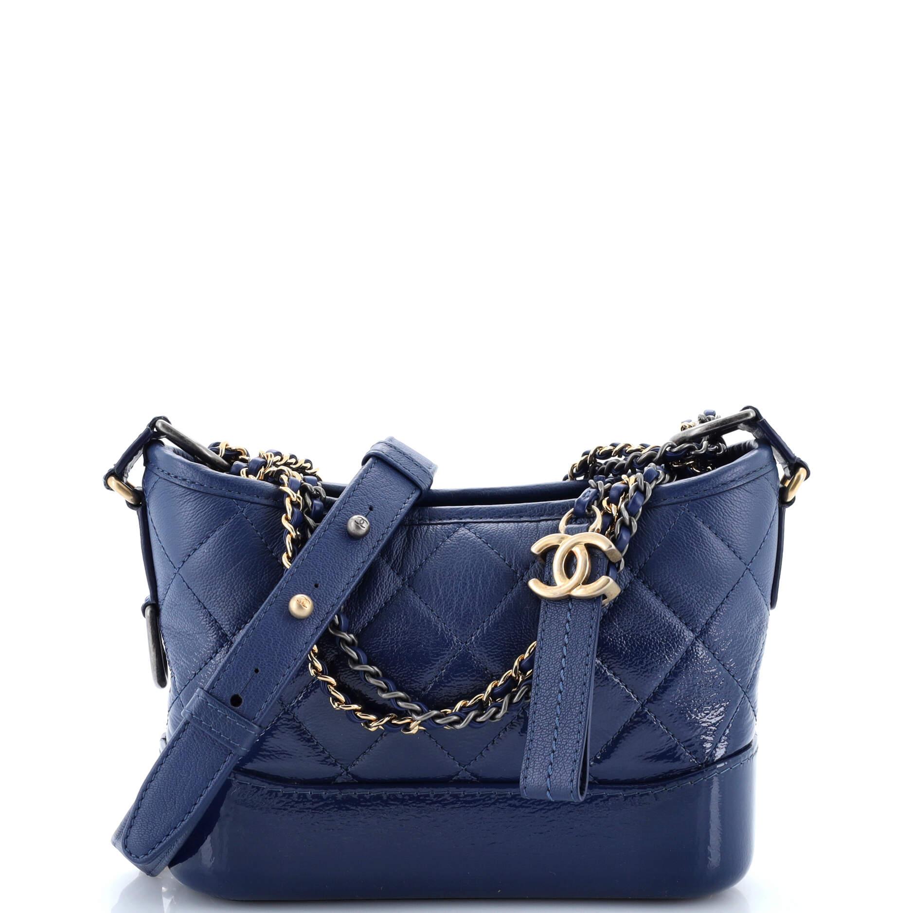 Gabrielle Hobo Quilted Goatskin and Patent Small