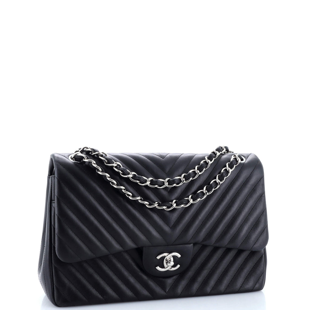 Classic Double Flap Bag Chevron Lambskin Jumbo