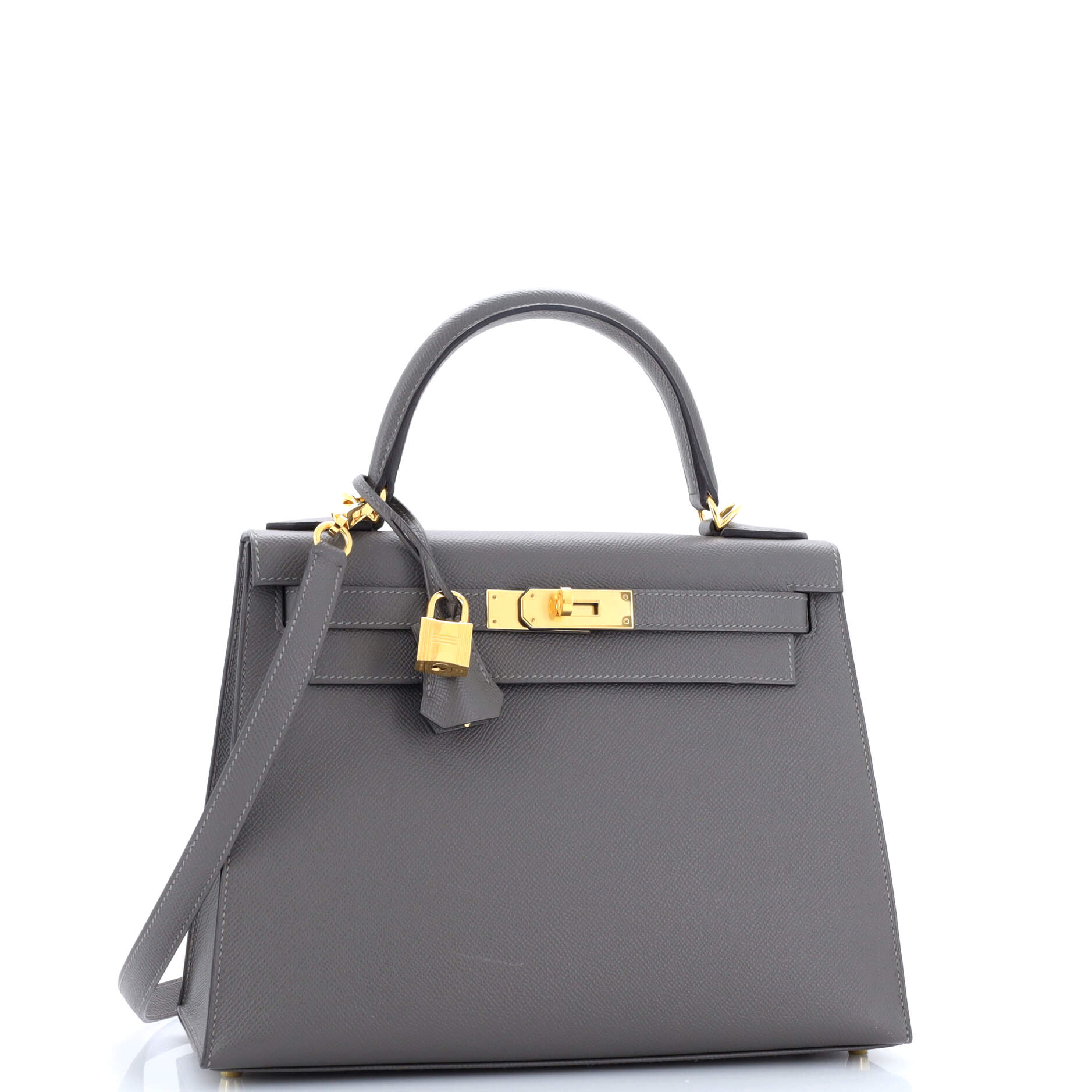 Kelly Handbag Grey Epsom with Gold Hardware 28