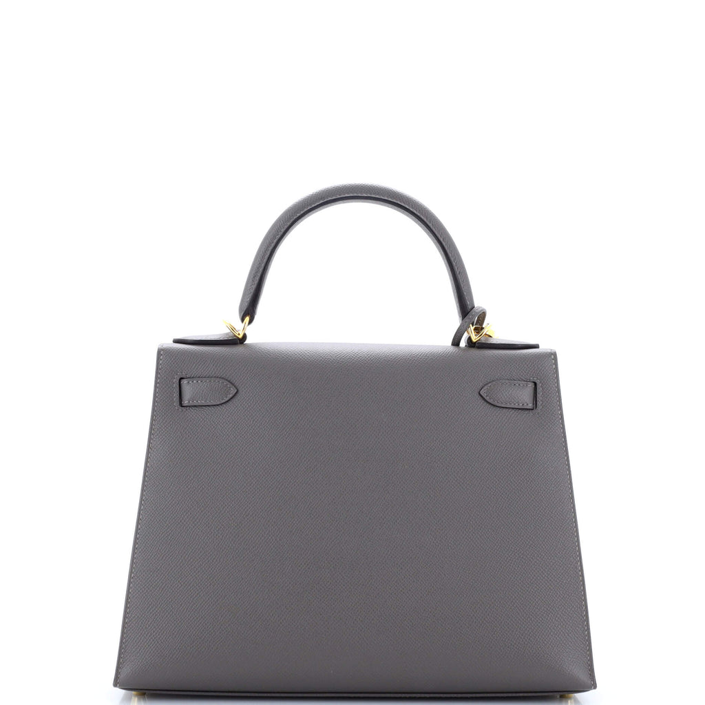 Kelly Handbag Grey Epsom with Gold Hardware 28