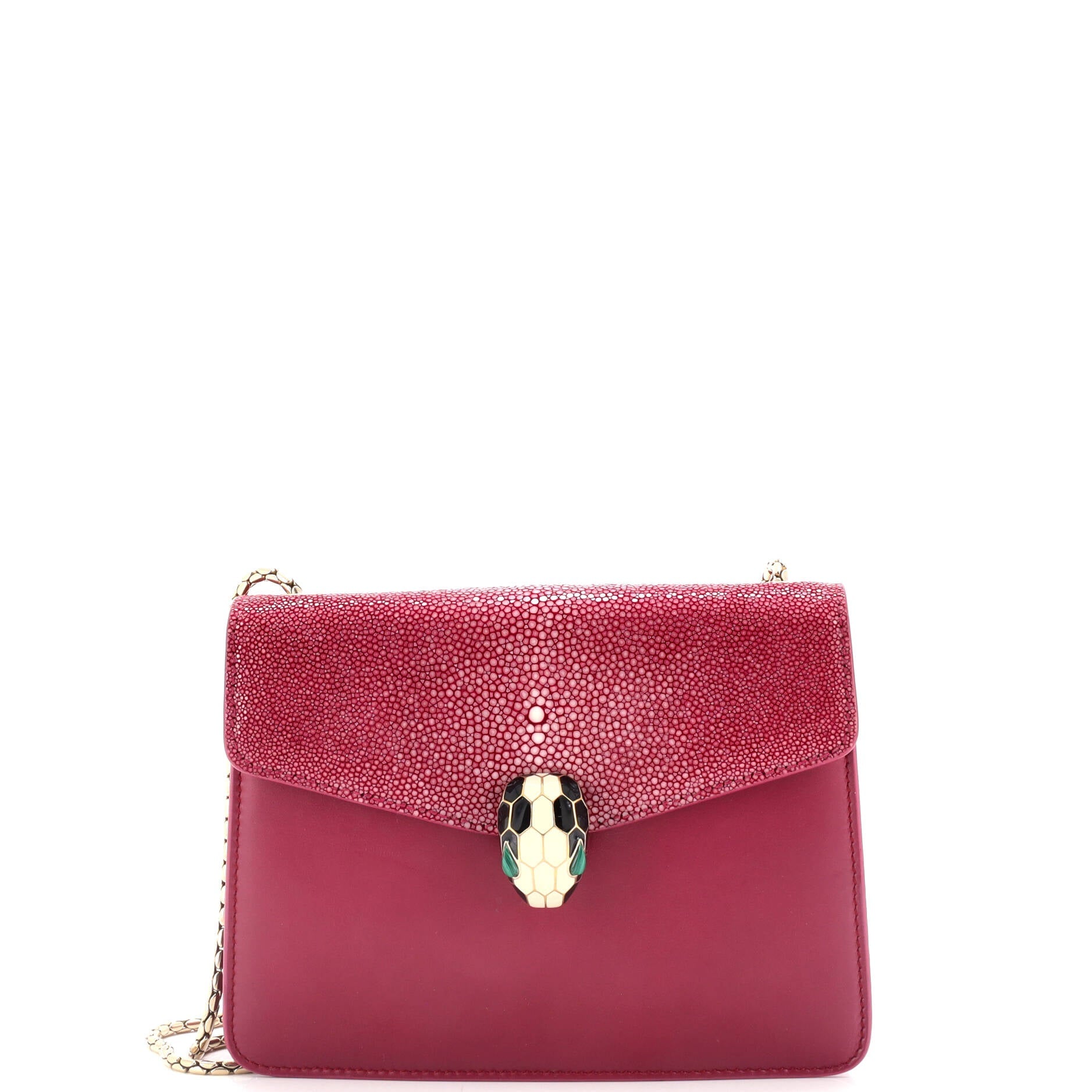 Serpenti Forever Square Shoulder Bag Leather and Stingray Small