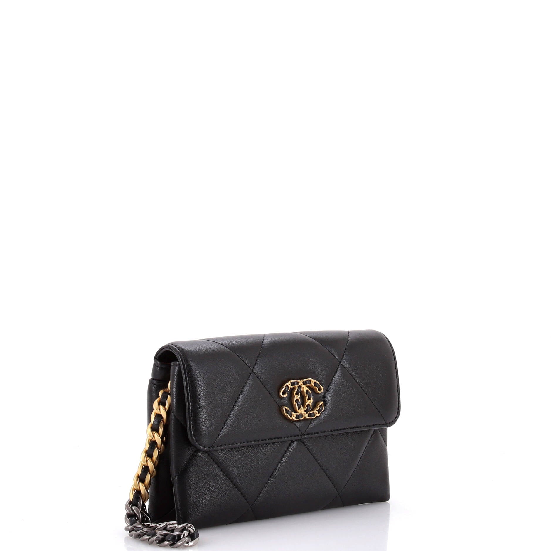 19 Flap Pouch with Chain Handle Quilted Lambskin
