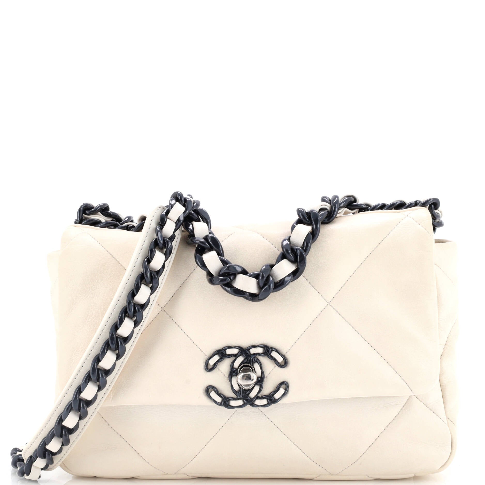 19 Flap Bag Quilted Glossy Calfskin Medium