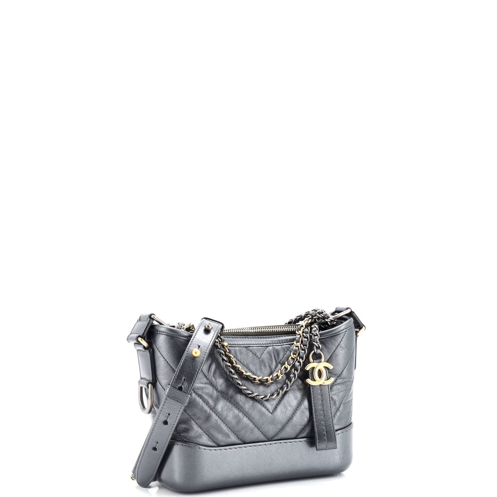 Gabrielle Hobo Chevron Aged Calfskin Small