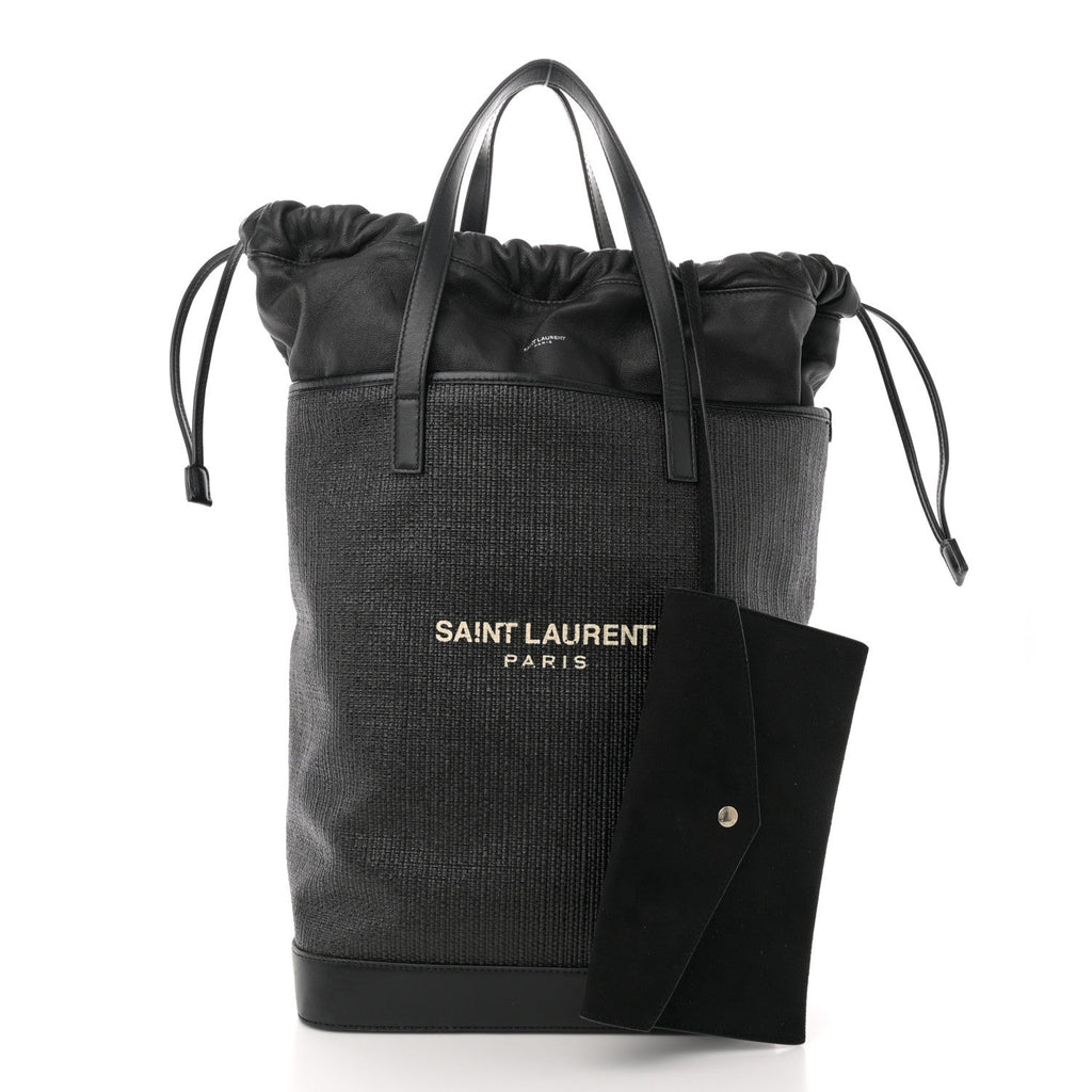 Linen Canvas Teddy Shopping Bag Black