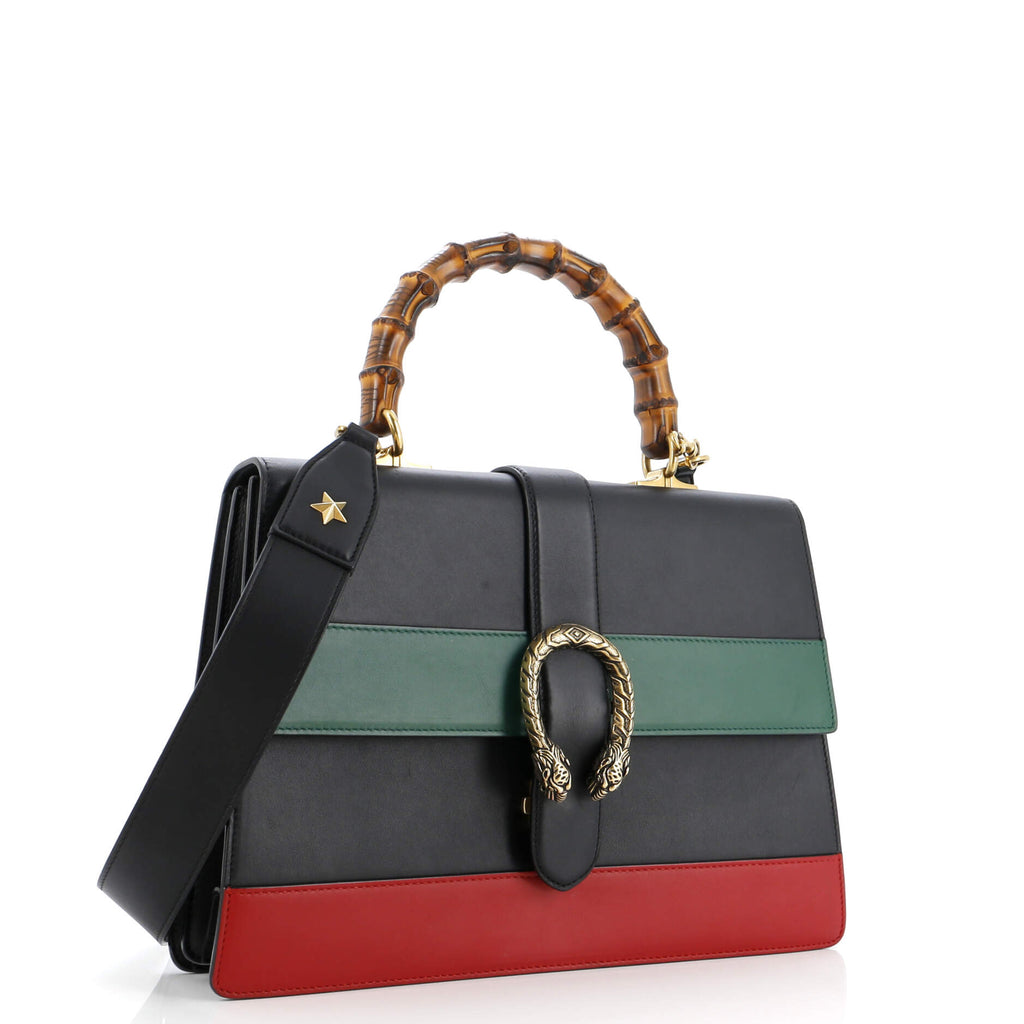 Dionysus Bamboo Top Handle Bag Colorblock Leather Large