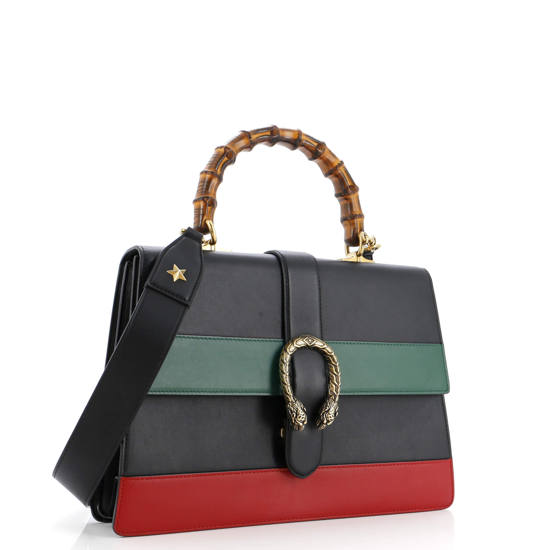 Dionysus Bamboo Top Handle Bag Colorblock Leather Large