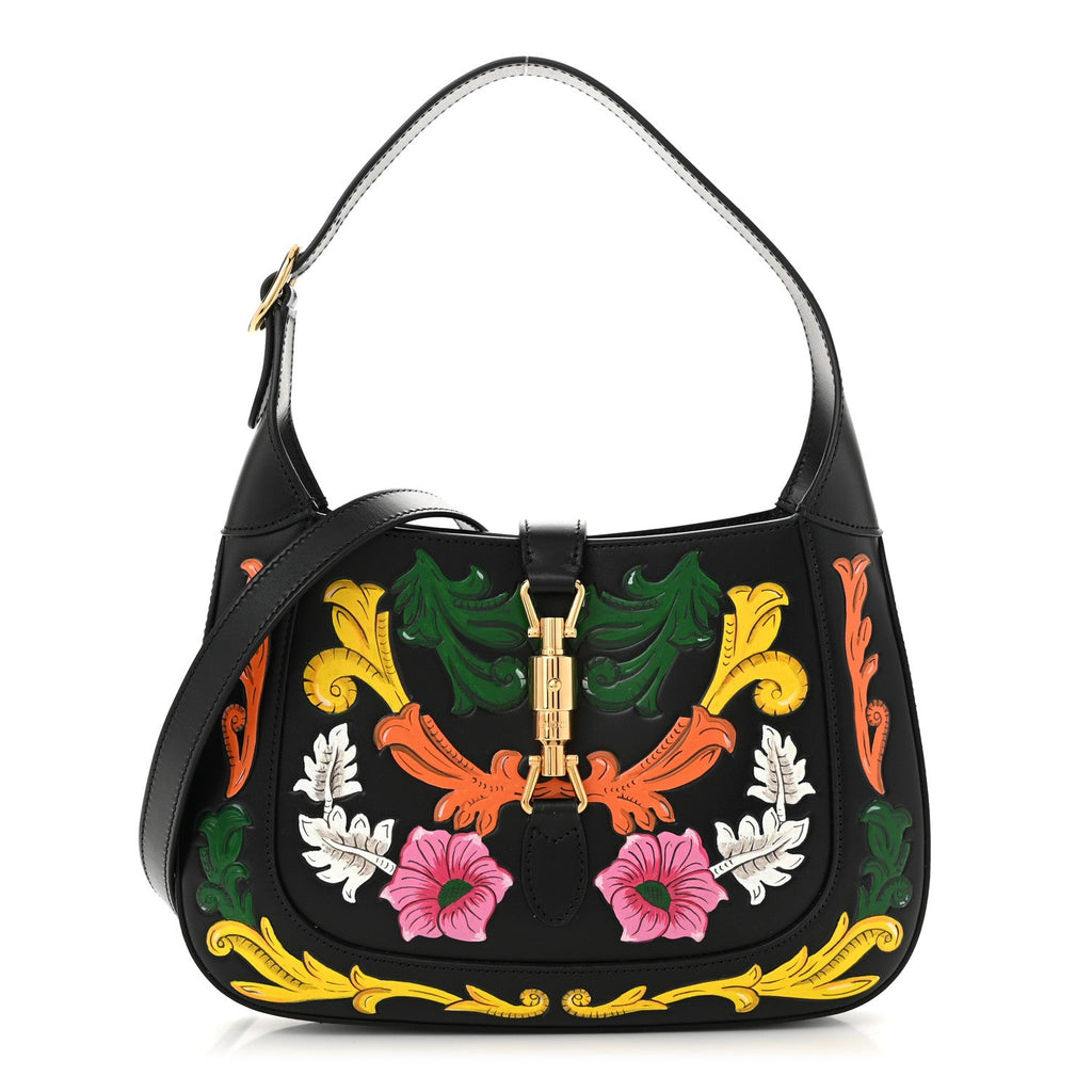 Calfskin Floral Small Jackie 1961 Hobo Black