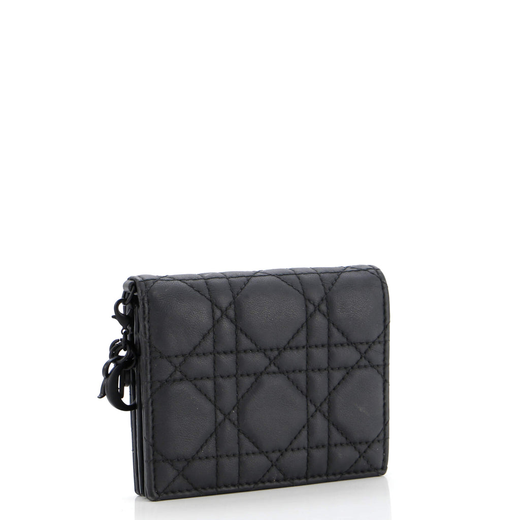 Ultra Matte Lady Dior Wallet Cannage Quilt Calfskin Mini