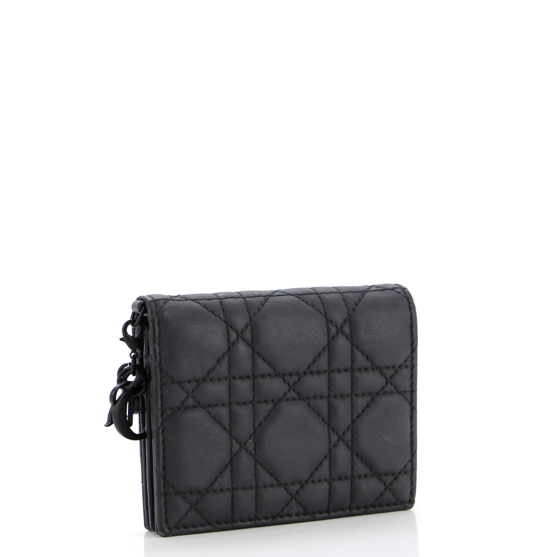 Ultra Matte Lady Dior Wallet Cannage Quilt Calfskin Mini