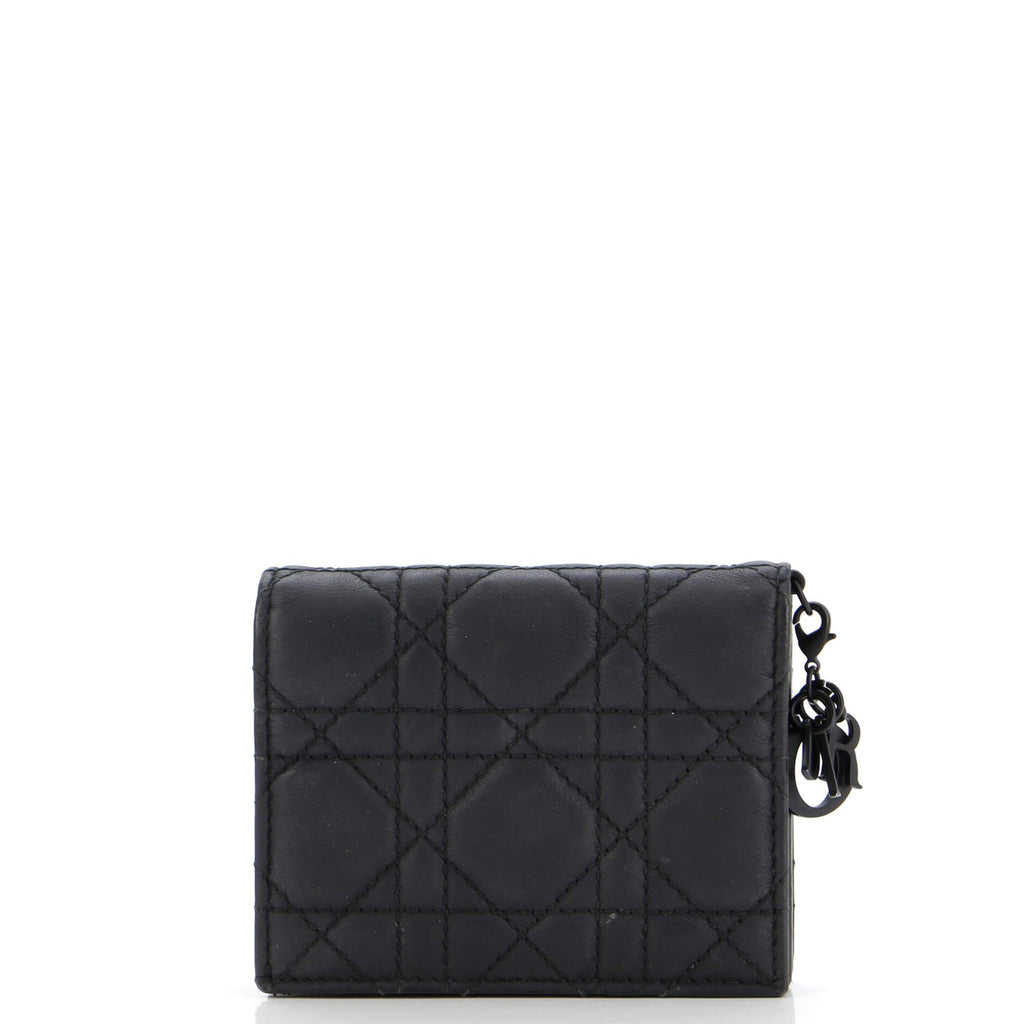 Ultra Matte Lady Dior Wallet Cannage Quilt Calfskin Mini