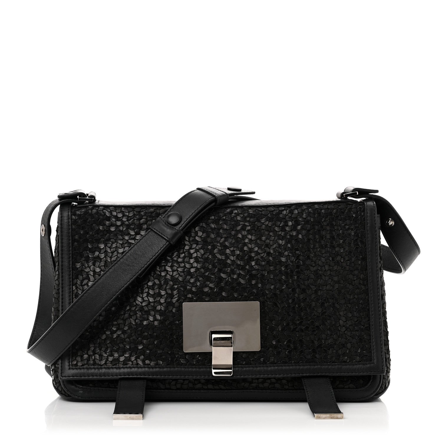 Calfskin Woven Small Lunch Bag Black