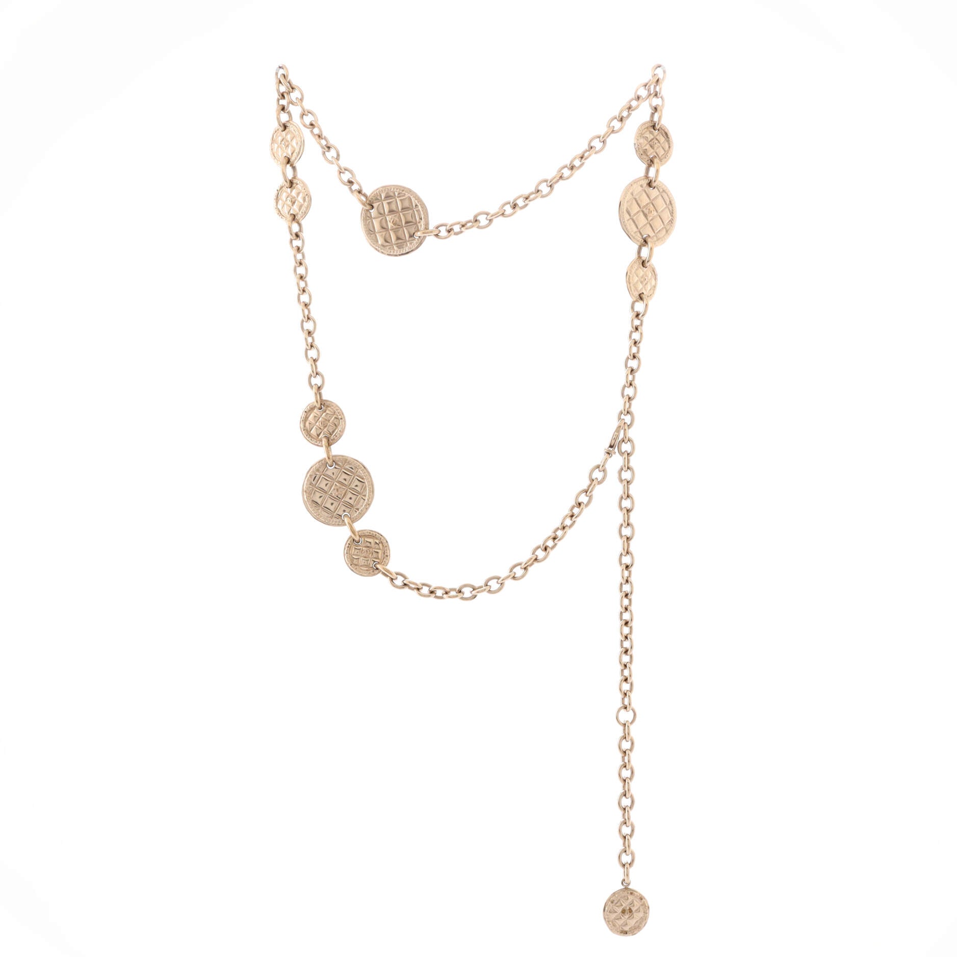 CC Quilted Medallion Chain Belt Metal 85