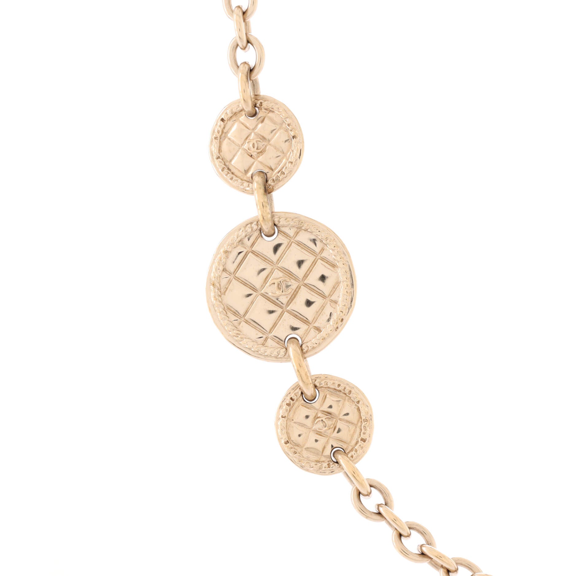 CC Quilted Medallion Chain Belt Metal 85