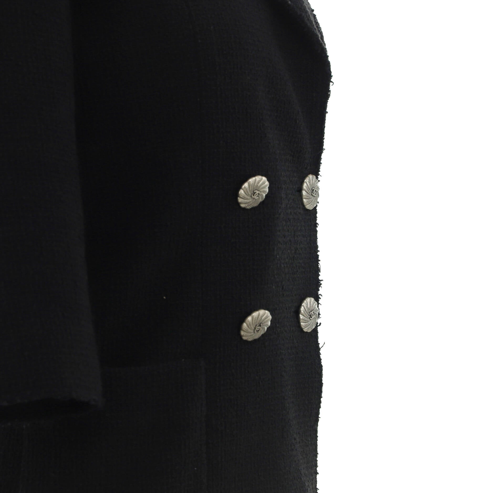 Women's CC Logo Cropped Sleeve Double Breasted Blazer Cotton Tweed