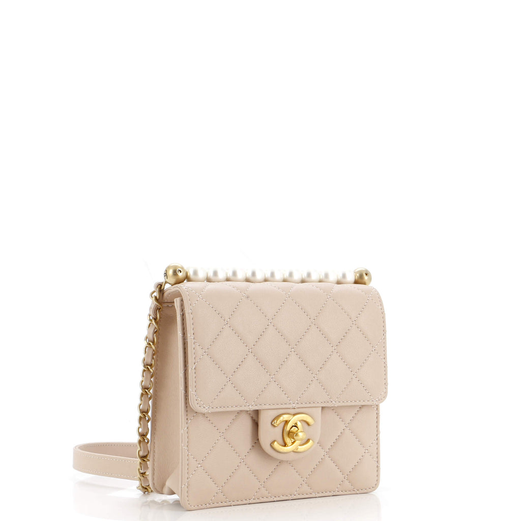 Chic Pearls Flap Bag Quilted Lambskin Mini