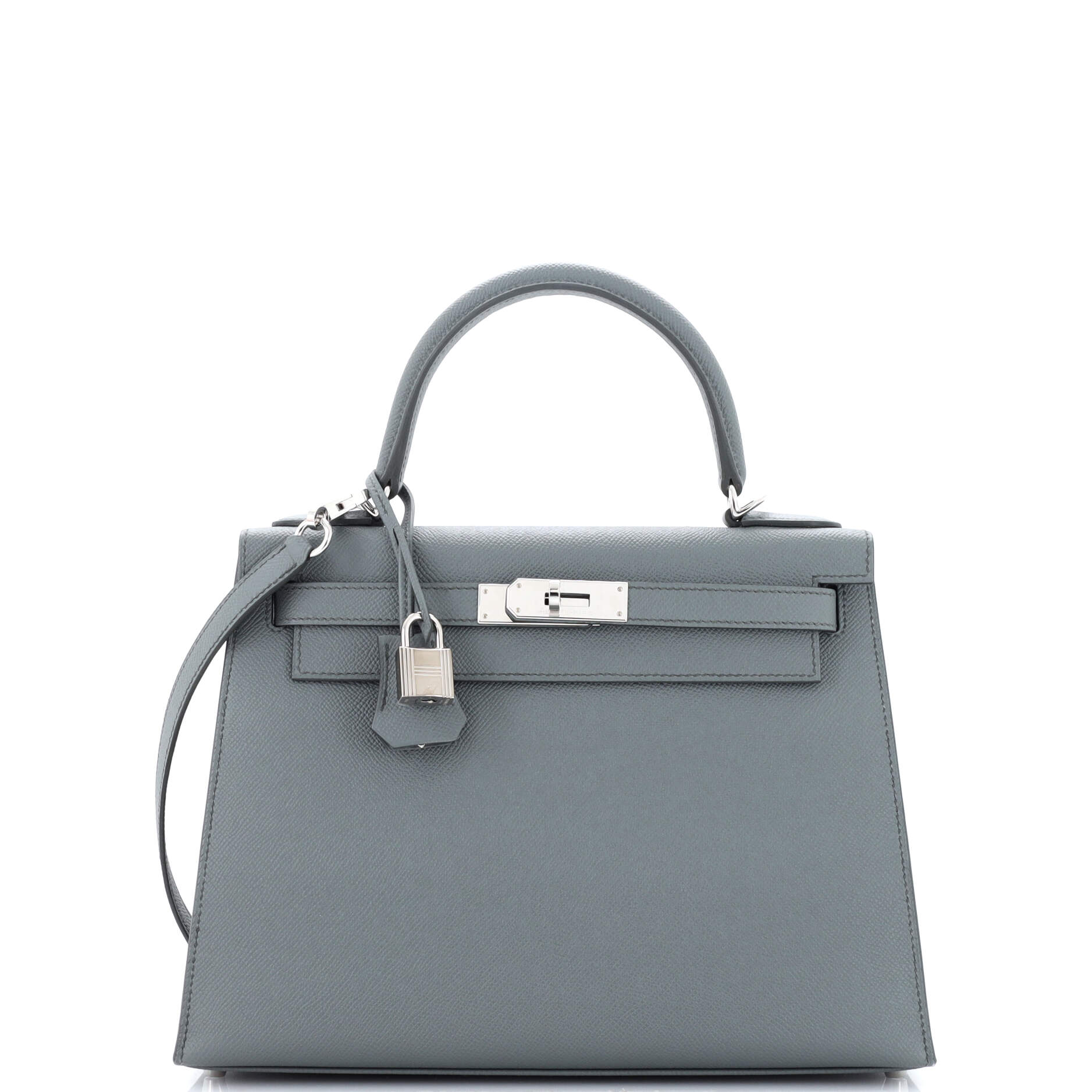 Kelly Handbag Vert Amande Epsom with Palladium Hardware 28