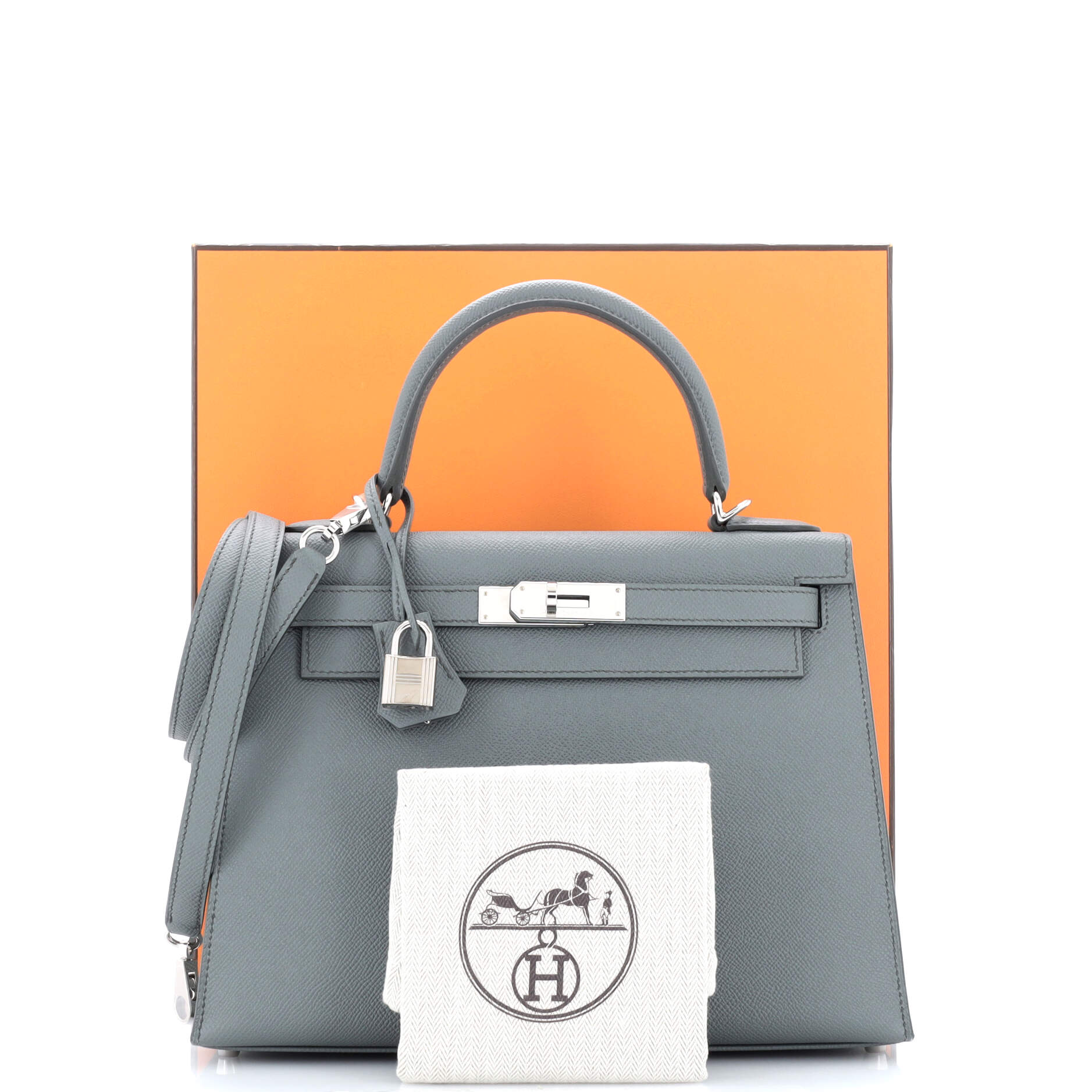 Kelly Handbag Vert Amande Epsom with Palladium Hardware 28