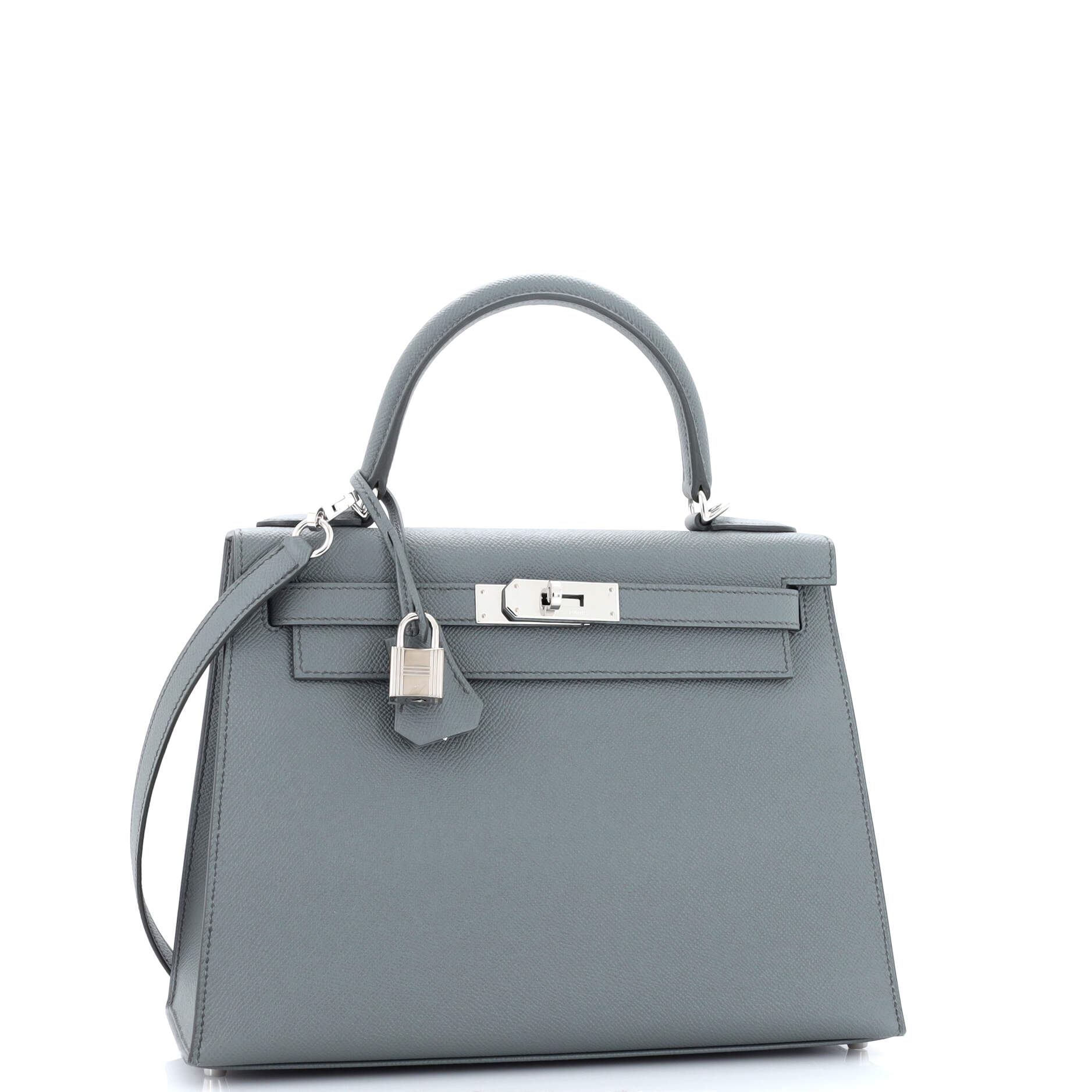 Kelly Handbag Vert Amande Epsom with Palladium Hardware 28