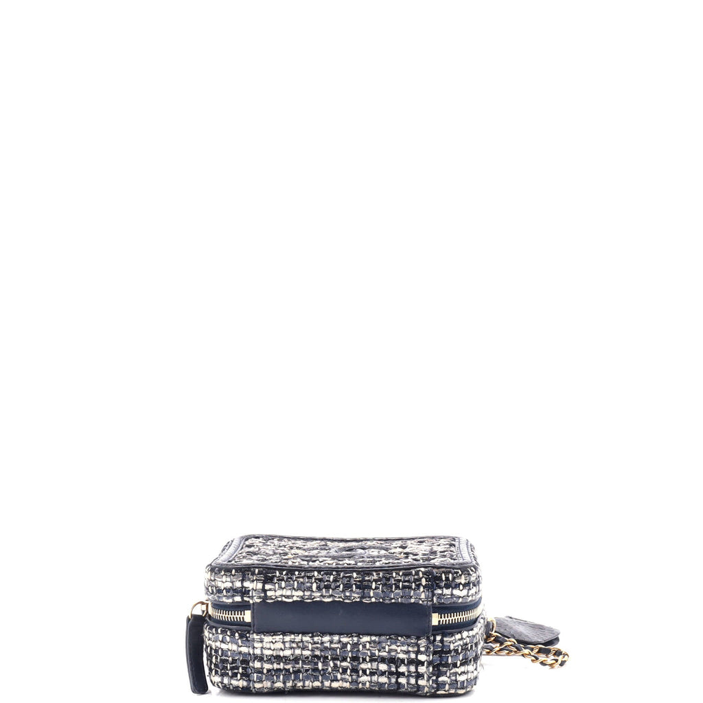 Filigree Vanity Case Quilted Tweed with Snakeskin Small