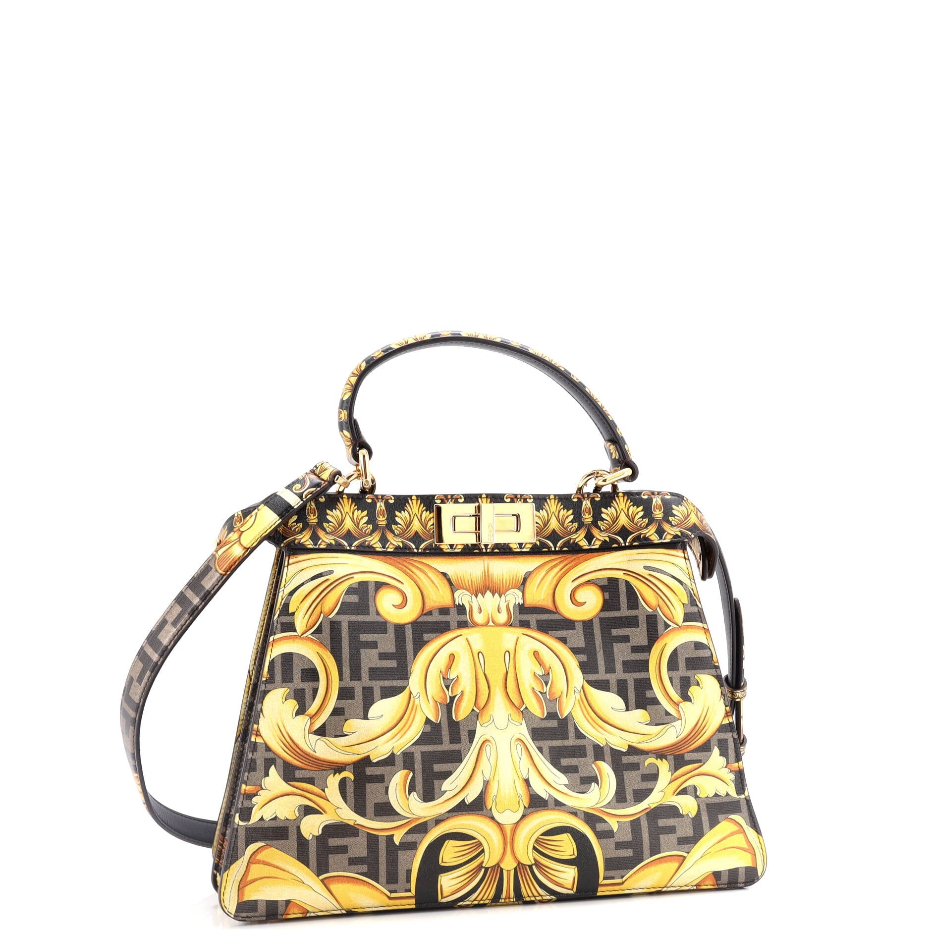 x Versace Fendace ISeeU Peekaboo Bag Printed Laminated Leather Medium
