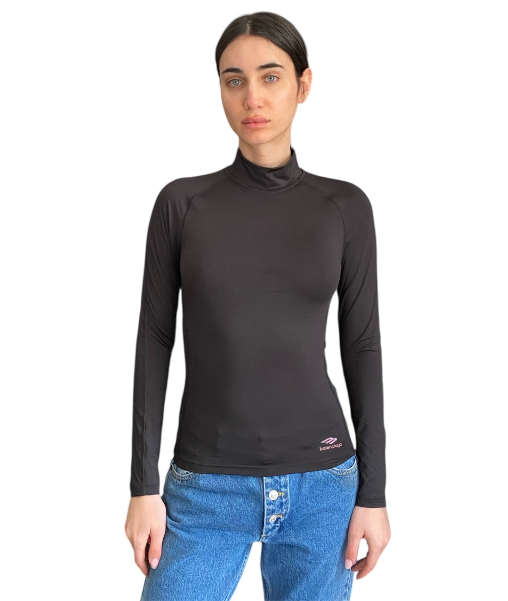 Balenciaga Logo Sport Turtleneck Top - S