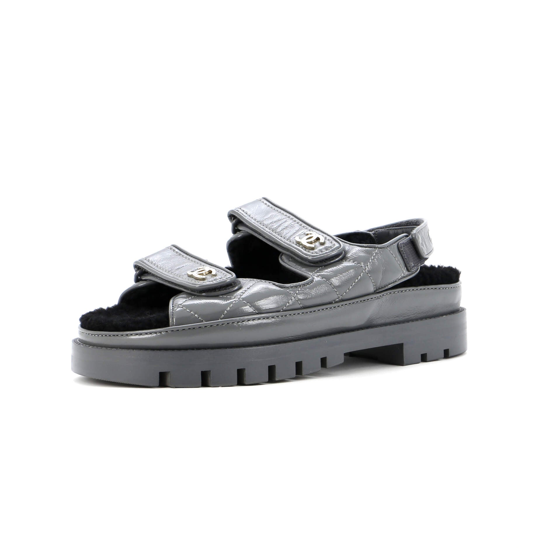Women's Velcro Dad Sandals Leather and Shearling