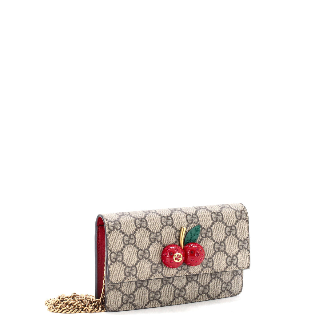 Cherries Wallet on Chain GG Coated Canvas Mini
