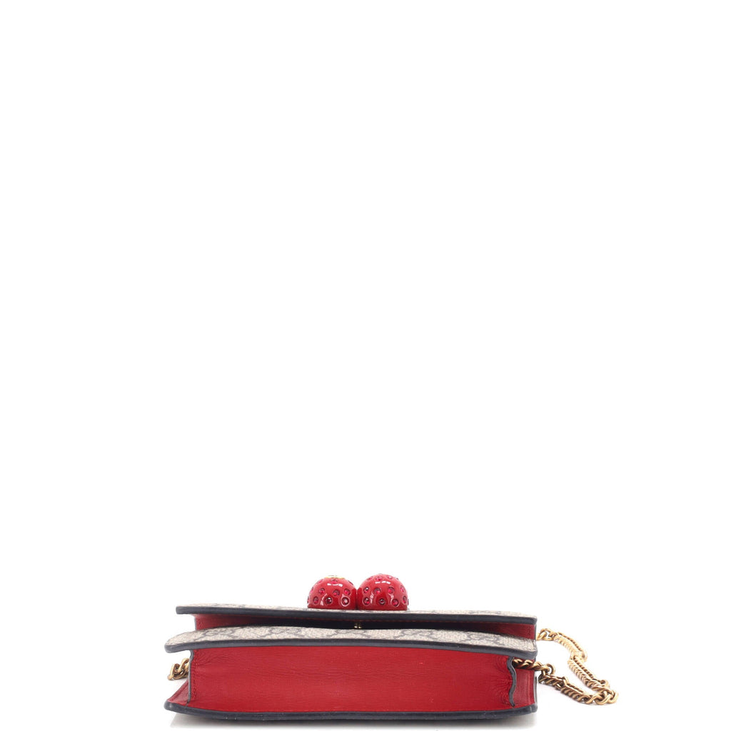Cherries Wallet on Chain GG Coated Canvas Mini