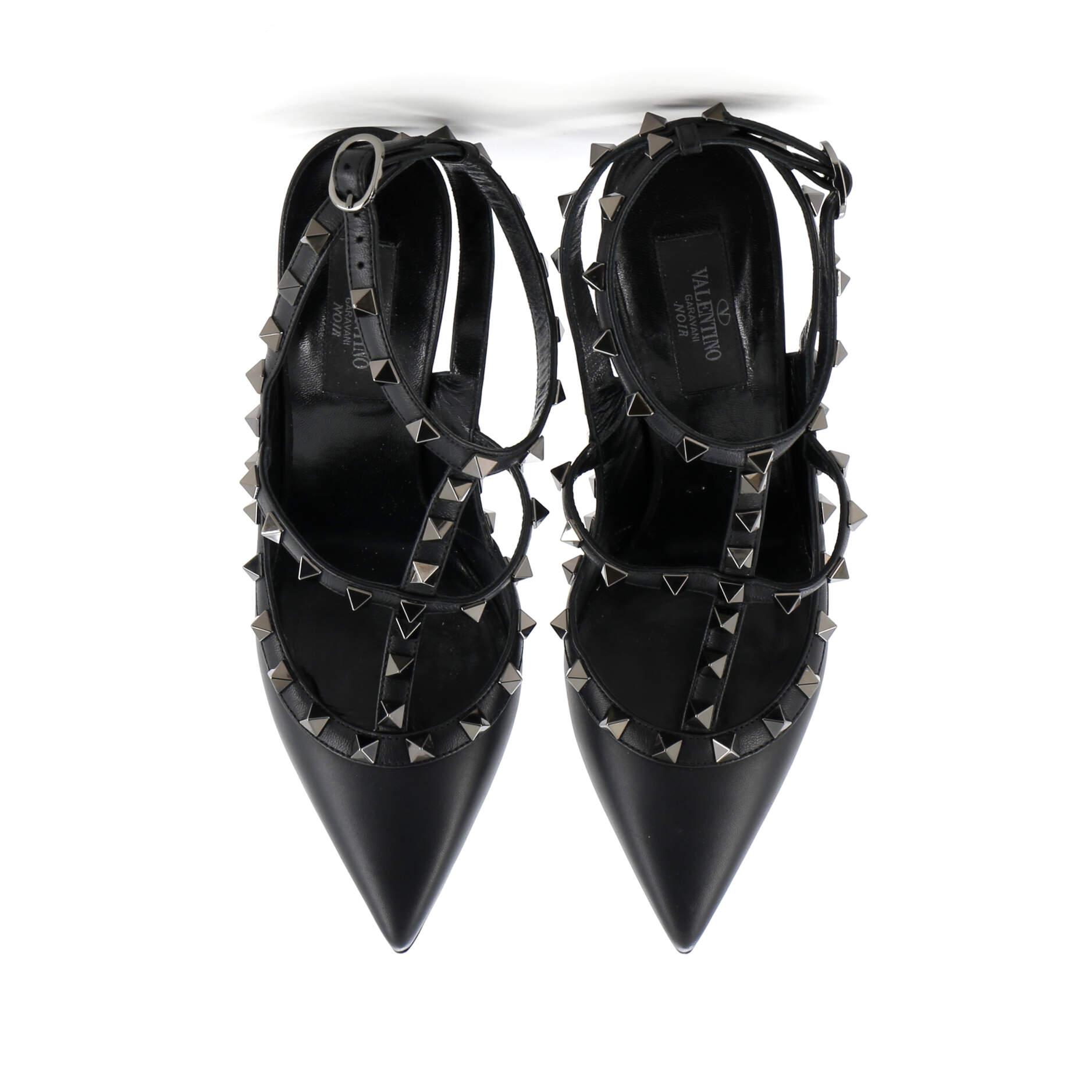 Women's Rockstud Ankle Strap Pumps Leather 100