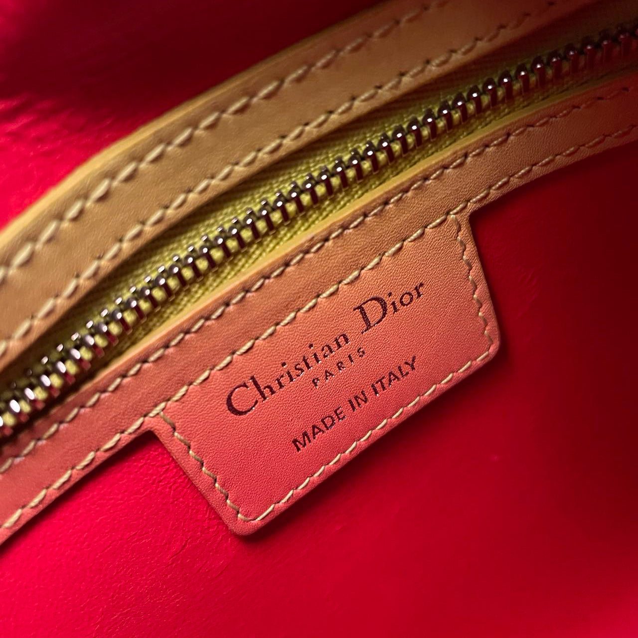 Christian Dior Lady Dior Medium Bag in Gradient Yellow and Orange Box Calf Leather