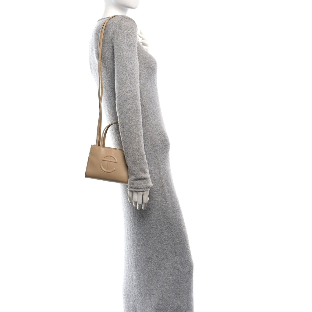 Vegan Leather Small Shopping Bag Cream